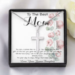 To Mom - From Bonus Daughter - Woman Like No Other Mother's Day Necklace Mother's Day Artisan Crafted Cross Necklace