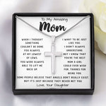 To My Amazing Mom Necklace From Son Little Boy You Taught Me Right Mom Birthday Gift For Her Mother's Day Necklace Mother's Day Artisan Crafted Cross Necklace
