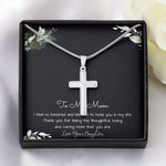 To My Mom Necklace -Mother's Day Gift For Mom From Son, Thank You Mom Mother's Day Artisan Crafted Cross Necklace