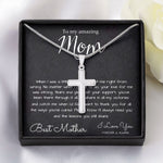 To My Mom Necklace, To My Beautiful Mom Necklace, Mother's Day Gift For Mom From Son, Thank You Mom Mother's Day Artisan Crafted Cross Necklace