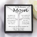 Mom Necklace - To Mom Necklace, Gift for Mom from Son Mother's Day Artisan Crafted Cross Necklace
