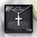 Bonus Mom Necklace, Gift To My Other Mother Necklace, Gift For Bonus Mom Second Mom Mother's Day Artisan Crafted Cross Necklace
