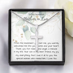 Mother-In-Law Necklace, Best Mother In Law Birthday Necklace, To My Mother In Law Necklace Mother's Day Artisan Crafted Cross Necklace