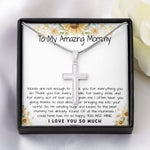 Mommy Necklace, To My Amazing Mommy Gift Necklace, 1st Mother’s Day Present For New Mom From New Born Baby, Sentimental Gift From Baby To Mom, New Mommy Gift Mother's Day Artisan Crafted Cross Necklace