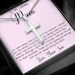 Gift For Mom From Son To My Caring Mum Necklace, Gift For Mother's Day Jewelry Mother's Day Artisan Crafted Cross Necklace