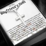 Mother-In-Law Necklace, Gift To My Boyfriend's Mom Necklace, Gift For Future Mother-In-Law Mother's Day Artisan Crafted Cross Necklace