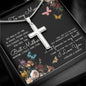 To My Mom Time May Fly Mother's Day Necklace Mother's Day Artisan Crafted Cross Necklace