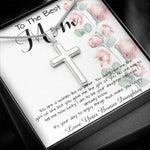 To Mom - From Bonus Daughter - Woman Like No Other Mother's Day Necklace Mother's Day Artisan Crafted Cross Necklace