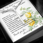 Mother-In-Law Necklace, Thank You To Mother-In-Law Necklace Gift Mother's Day Artisan Crafted Cross Necklace