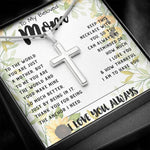 To My Mom - You Are The World Mother's Day Necklace Mother's Day Artisan Crafted Cross Necklace