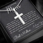 To My Mom Necklace, To My Beautiful Mom Necklace, Mother's Day Gift For Mom From Son, Thank You Mom Mother's Day Artisan Crafted Cross Necklace