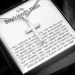 Mom Necklace, Mother-In-Law Necklace, Gift To My Boyfriend's Mom Necklace, Gift For Future Mother-In-Law Mother's Day Artisan Crafted Cross Necklace