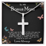 To My Bonus Mom Necklace Love Always Greatest Mother's Day Gift Necklace Mother's Day Artisan Crafted Cross Necklace
