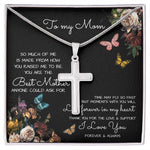 To My Mom Time May Fly Mother's Day Necklace Mother's Day Artisan Crafted Cross Necklace