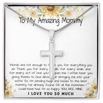 Mommy Necklace, To My Amazing Mommy Gift Necklace, 1st Mother’s Day Present For New Mom From New Born Baby, Sentimental Gift From Baby To Mom, New Mommy Gift Mother's Day Artisan Crafted Cross Necklace