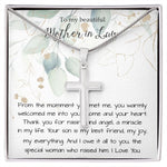 Mother-In-Law Necklace, Best Mother In Law Birthday Necklace, To My Mother In Law Necklace Mother's Day Artisan Crafted Cross Necklace