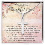 To My Boyfriend's Beautiful Mom Necklace - The Boy You Raised Into An Incredible Man - Necklace Gift For Boyfriend's Mom, Mother's Day Necklace Mother's Day Artisan Crafted Cross Necklace