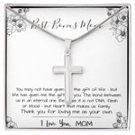 Mom Necklace, Stepmom Necklace, Bonus Mom Necklace, Mother's Day Gift For Step Mom Necklace Mother's Day Artisan Crafted Cross Necklace