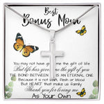 Stepmom Necklace, To My Bonus Mom Gift Neckalce, Thank For You Loving Me As Your Own Mother's Day Artisan Crafted Cross Necklace