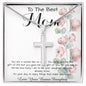To Mom - From Bonus Daughter - Woman Like No Other Mother's Day Necklace Mother's Day Artisan Crafted Cross Necklace