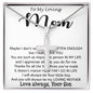 To My Loving Mom - Important Person In My Life Mother's Day Gift From Son Necklace Mother's Day Artisan Crafted Cross Necklace