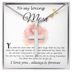 Mom Necklace Gift, To My Loving Mom Necklace, You Held Me When Times were Tough, You are My Rock Mother's Day Artisan Crafted Cross Necklace