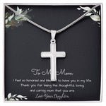 To My Mom Necklace -Mother's Day Gift For Mom From Son, Thank You Mom Mother's Day Artisan Crafted Cross Necklace