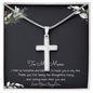 To My Mom Necklace -Mother's Day Gift For Mom From Son, Thank You Mom Mother's Day Artisan Crafted Cross Necklace