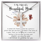 Mom Necklace Gift, To My Girlfriend's Mom Necklace, Gift For Girlfriend's Mom, Mother Of The Bride Mother's Day Artisan Crafted Cross Necklace