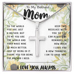 To My Mom - You Are The World Mother's Day Necklace Mother's Day Artisan Crafted Cross Necklace