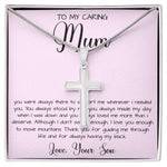 Gift For Mom From Son To My Caring Mum Necklace, Gift For Mother's Day Jewelry Mother's Day Artisan Crafted Cross Necklace