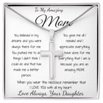 Mom Necklace - Gift for Mom from Daughter, Mother's Day Gift Mother's Day Artisan Crafted Cross Necklace
