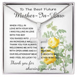 Mother-In-Law Necklace, Thank You To Mother-In-Law Necklace Gift Mother's Day Artisan Crafted Cross Necklace