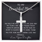To My Beautiful Mom Necklace, Thank You For Never Ending Love From Daughter, Necklace Gift For Mom Mother's Day Artisan Crafted Cross Necklace