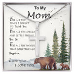 Mom Necklace, To My Mom I Love You To The Moon and Back Necklace, Gift For Mom Birthday Necklace Mother's Day Artisan Crafted Cross Necklace