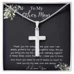 Bonus Mom Necklace, Gift To My Other Mother Necklace, Gift For Bonus Mom Second Mom Mother's Day Artisan Crafted Cross Necklace