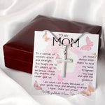 To My Mom Necklace To A Woman Of Wisdom Mother's Day Gift For Mom From Son Mother's Day Artisan Crafted Cross Necklace
