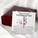 Mom Necklace, Mother-In-Law Necklace, To My Boyfriend's Mom Gift Necklace Mother's Day Artisan Crafted Cross Necklace