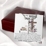 Mom Necklace Gift, To My Badass Mom Necklace, Funny Gift For Mom On Mother's Day Necklace Mother's Day Artisan Crafted Cross Necklace