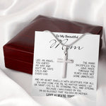 To My Beautiful Mom - I'm So Blessed That You Are My Mother - Love Your Son, Mother's Day Necklace Mother's Day Artisan Crafted Cross Necklace