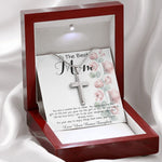 To Mom - From Bonus Daughter - Woman Like No Other Mother's Day Necklace Mother's Day Artisan Crafted Cross Necklace