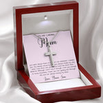 Gift For Mom From Son To My Caring Mum Necklace, Gift For Mother's Day Jewelry Mother's Day Artisan Crafted Cross Necklace