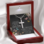 To My Mom Time May Fly Mother's Day Necklace Mother's Day Artisan Crafted Cross Necklace
