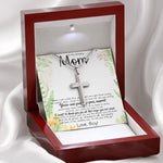To My Amazing Mom Necklace From Son Little Boy You Taught Me Right Mom Birthday Gift For Her Mother's Day Necklace (1) Mother's Day Artisan Crafted Cross Necklace