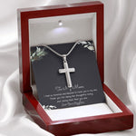 To My Mom Necklace -Mother's Day Gift For Mom From Son, Thank You Mom Mother's Day Artisan Crafted Cross Necklace