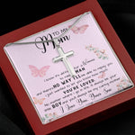 To My Mom Necklace Gift From Son Mother's Day Artisan Crafted Cross Necklace