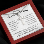 To My Loving Mom - Your Warmth Gve Me Comfort Mother's Day Gift Necklace Form Son Mother's Day Artisan Crafted Cross Necklace