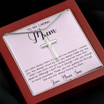 Gift For Mom From Son To My Caring Mum Necklace, Gift For Mother's Day Jewelry Mother's Day Artisan Crafted Cross Necklace