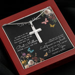 To My Mom Time May Fly Mother's Day Necklace Mother's Day Artisan Crafted Cross Necklace
