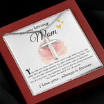 Mom Necklace Gift, To My Loving Mom Necklace, You Held Me When Times were Tough, You are My Rock Mother's Day Artisan Crafted Cross Necklace